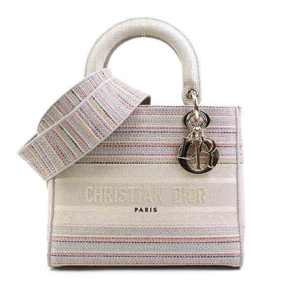Dior Handbags - Christian Dior Lady D Lite Canvas Multicolor Gold 2way Shoulder Bag